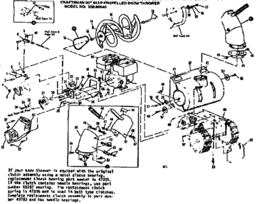 Engine Diagram and Parts List for 53690540  Craftsman Snow Blower