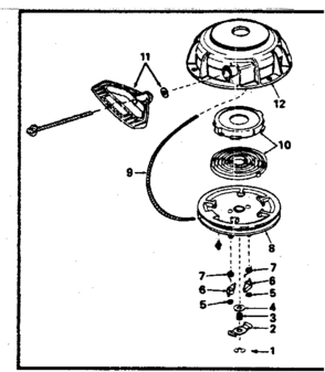 Rewind Starter Diagram and Parts List for 143590606  Craftsman Lawn Mower