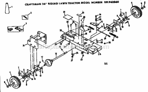 Page B Diagram and Parts List for 131962860  Craftsman Lawn Tractor