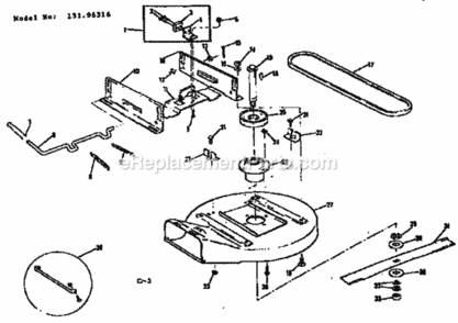 Page C Diagram and Parts List for 13196316  Craftsman Lawn Tractor