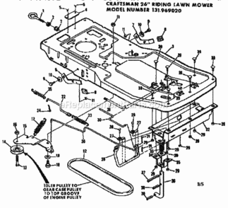 Page B Diagram and Parts List for 131969020  Craftsman Lawn Tractor