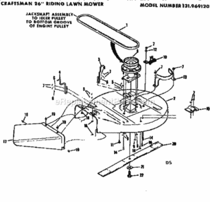 Page D Diagram and Parts List for 131969120  Craftsman Lawn Tractor