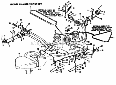 Page D Diagram and Parts List for 131969460  Craftsman Lawn Tractor