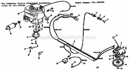 Page E Diagram and Parts List for 13196950X  Craftsman Lawn Tractor