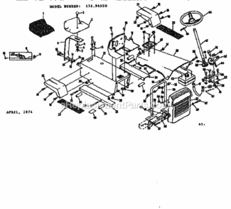 Page A Diagram and Parts List for 13196950  Craftsman Lawn Tractor