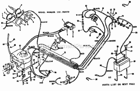 Page E Diagram and Parts List for 13196972  Craftsman Lawn Tractor