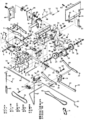 Main Frame Diagram and Parts List for 842240712  Craftsman Snow Blower