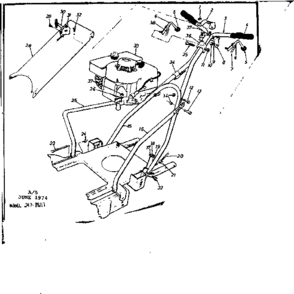 Handle Assembly Diagram and Parts List for 24788111  Craftsman Lawn Mower