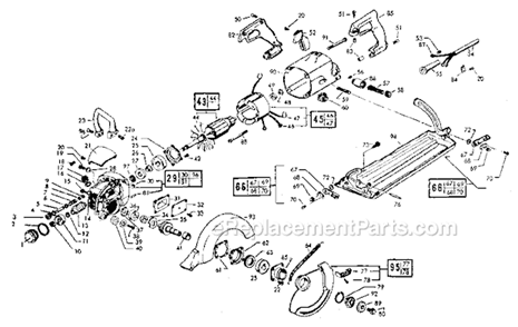 Unit Parts Diagram and Parts List for 135276100  Craftsman Circular Saw