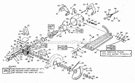 Unit Parts Diagram and Parts List for 135276101  Craftsman Circular Saw