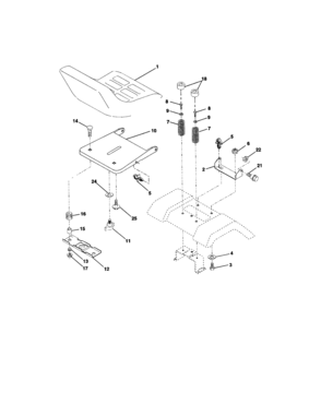 Seat Assembly Diagram and Parts List for 917271743  Craftsman Lawn Tractor