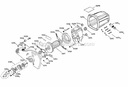 Motor Assy Diagram and Parts List for 137212360  Craftsman Miter Saw