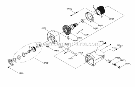 Motor Assembly Diagram and Parts List for 137212390  Craftsman Miter Saw
