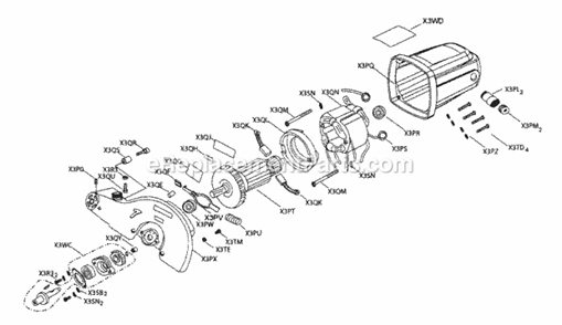 Motor Assy Diagram and Parts List for 137212410  Craftsman Miter Saw