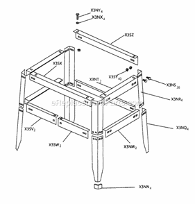 Stand Assy Diagram and Parts List for 137212410  Craftsman Miter Saw