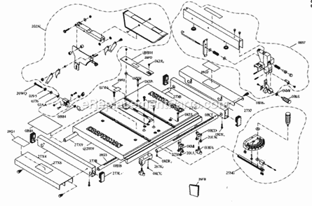 Table Assy Diagram and Parts List for 137218041  Craftsman Table Saw