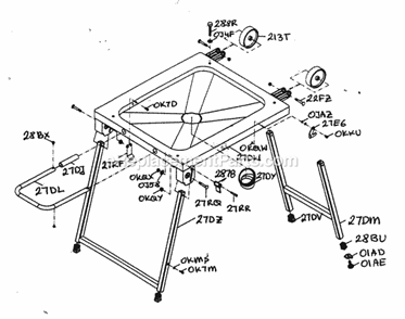 Stand Diagram and Parts List for 137218240  Craftsman Table Saw