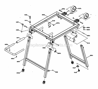 Stand Diagram and Parts List for 137218300  Craftsman Table Saw
