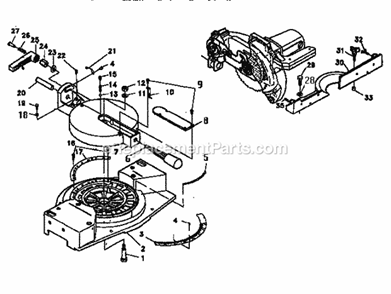 Base And Table Assembly Diagram and Parts List for 137234960  Craftsman Miter Saw