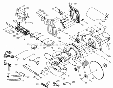 Arm Assy Diagram and Parts List for 137242750  Craftsman Circular Saw