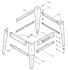 Stand Diagram and Parts List for 137248480  Craftsman Table Saw