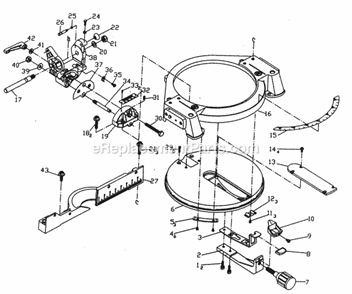 Base Assy Diagram and Parts List for 137285210  Craftsman Miter Saw