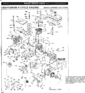 Replacement Parts Diagram and Parts List for 143717092  Craftsman Engine