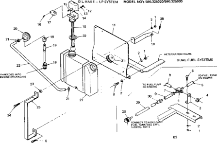 Oil Make-up And Dual Fuel Systems Diagram and Parts List for 580325030  Craftsman Engine