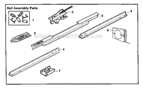 Rail_Assembly Diagram and Parts List for 13953650SRT  Craftsman Garage Door Opener