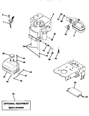 Engine Diagram and Parts List for 917258103  Craftsman Lawn Tractor