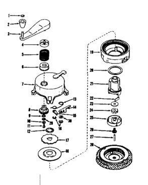 Ratchet Self Starter No. 29711 Diagram and Parts List for 143501261  Craftsman Engine