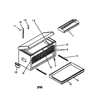 Unit Parts Diagram and Parts List for 706657571  Craftsman Tool Stand & Cart