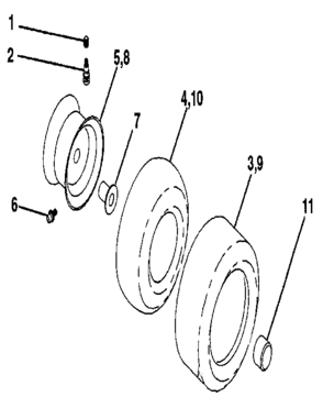 Wheels & Tires Diagram and Parts List for 917257281  Craftsman Lawn Tractor