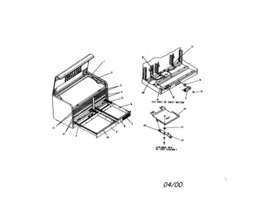 46" 10 Drawer Chest Diagram and Parts List for 706655770  Craftsman Tool Stand & Cart