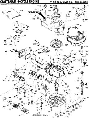 Replacement Parts Diagram and Parts List for 143344092  Craftsman Engine