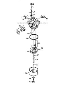 Carburetor Diagram and Parts List for 143974008  Craftsman Engine