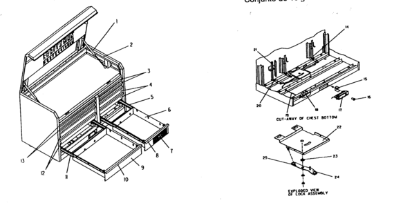 Chest Diagram and Parts List for 706655751  Craftsman Tool Stand & Cart