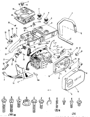 Main Frame Diagram and Parts List for 917352132  Craftsman Chainsaw