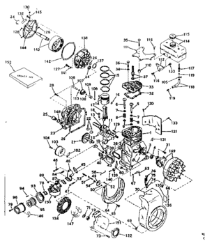 Basic Engine Diagram and Parts List for 143574082  Craftsman Engine