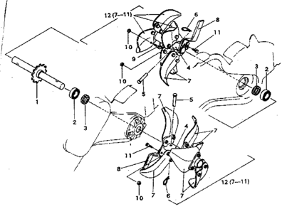 Tine Assembly Diagram and Parts List for 636299950  Craftsman Engine