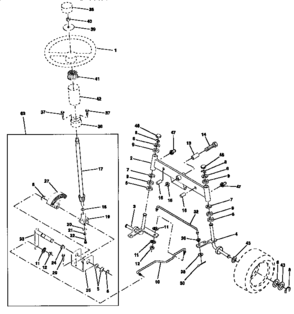 Steering Assembly Diagram and Parts List for 917252503  Craftsman Lawn Tractor