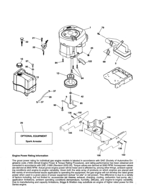 Engine Diagram and Parts List for 917990380  Craftsman Lawn Tractor