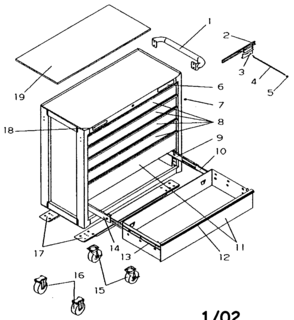 Tool Box Diagram and Parts List for 706597260  Craftsman Tool Stand & Cart