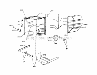 Stand Assembly Diagram and Parts List for 152221040  Craftsman Table Saw