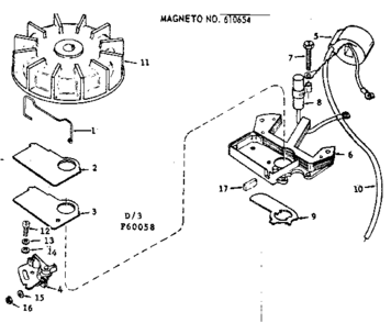 Magneto No. 610654 Diagram and Parts List for 91760058  Craftsman Chainsaw