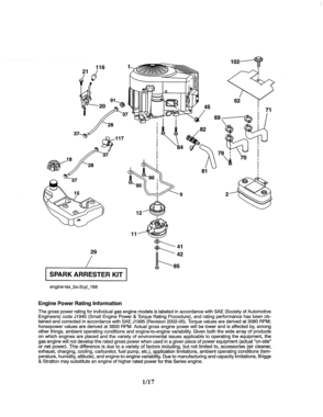 Engine Diagram and Parts List for 917204070  Craftsman Lawn Tractor