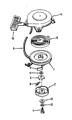 Rewind Starter No. 590374 Diagram and Parts List for 143531112  Craftsman Engine