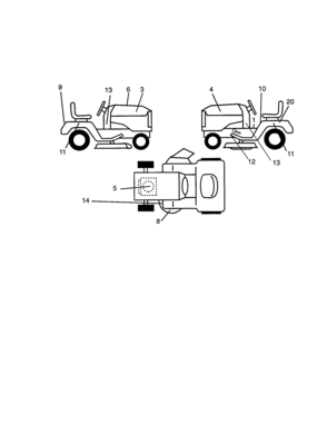 Decals Diagram and Parts List for 917270633  Craftsman Lawn Tractor