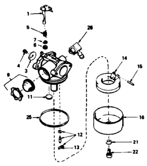Carburetor No. 632466 Diagram and Parts List for 143384412  Craftsman Engine