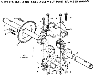 Differential And Axle Assembly Diagram and Parts List for 13196467  Craftsman Lawn Mower